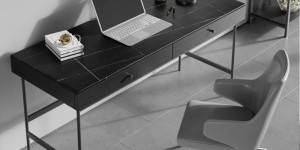 小默工坊意式轻奢岩板书桌极简办公桌小户型书房电脑桌写字桌160*60*75cmdmdhaw